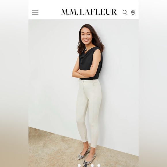 M.M.LAFLEUR TAILORED DRAPED BOAT NECK THE NORA TOP- ECO SOFT WAVE IN BLACK L - Picture 3 of 7